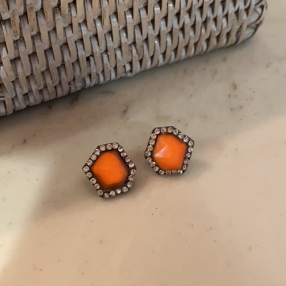 Bloomingdale’s orange and crystal stud earrings